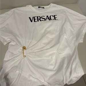 Versace White safety pin T Shirt